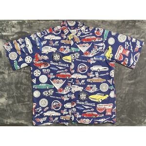 Vintage Reyn Spooner Hawaiian Shirt Men's Large Chevy Corvette American Classics